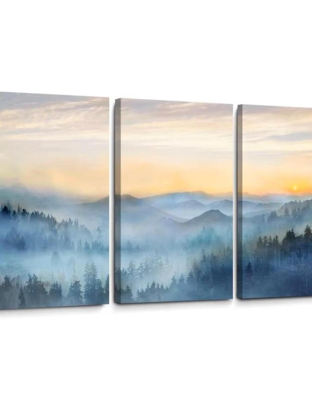 Three Piece Serene Sunset Sunrise Mountain Wall Pictures